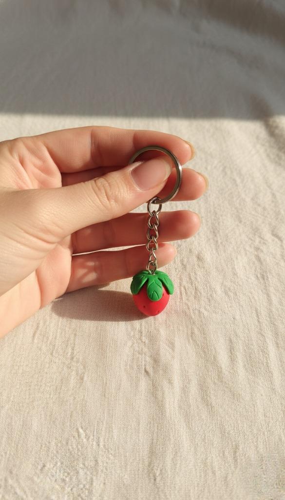 Handmade Strawberry Charm Keychain – Cute Mini Gift for Her