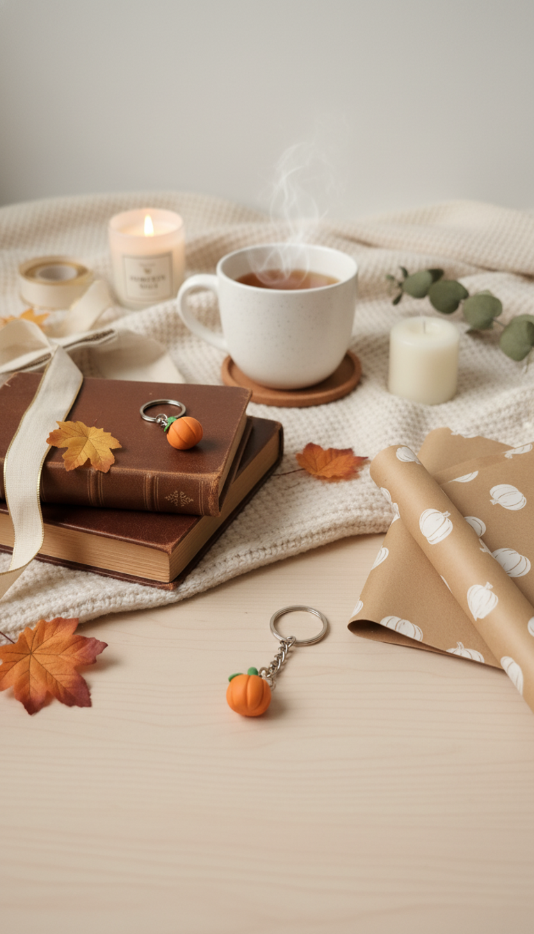 Handmade Pumpkin Charm Keychain – Cute Mini Gift