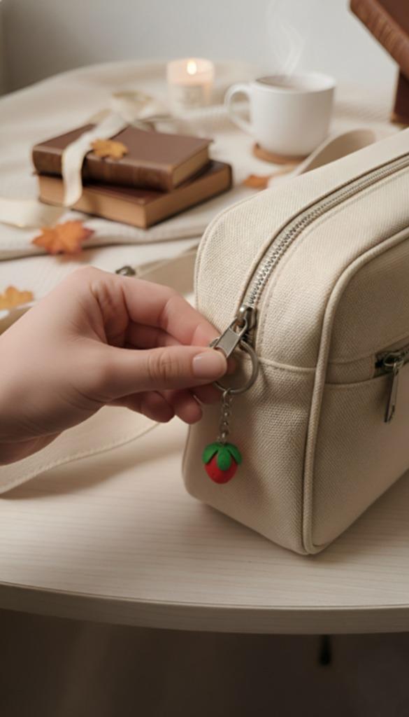 Handmade Strawberry Charm Keychain – Cute Mini Gift for Her