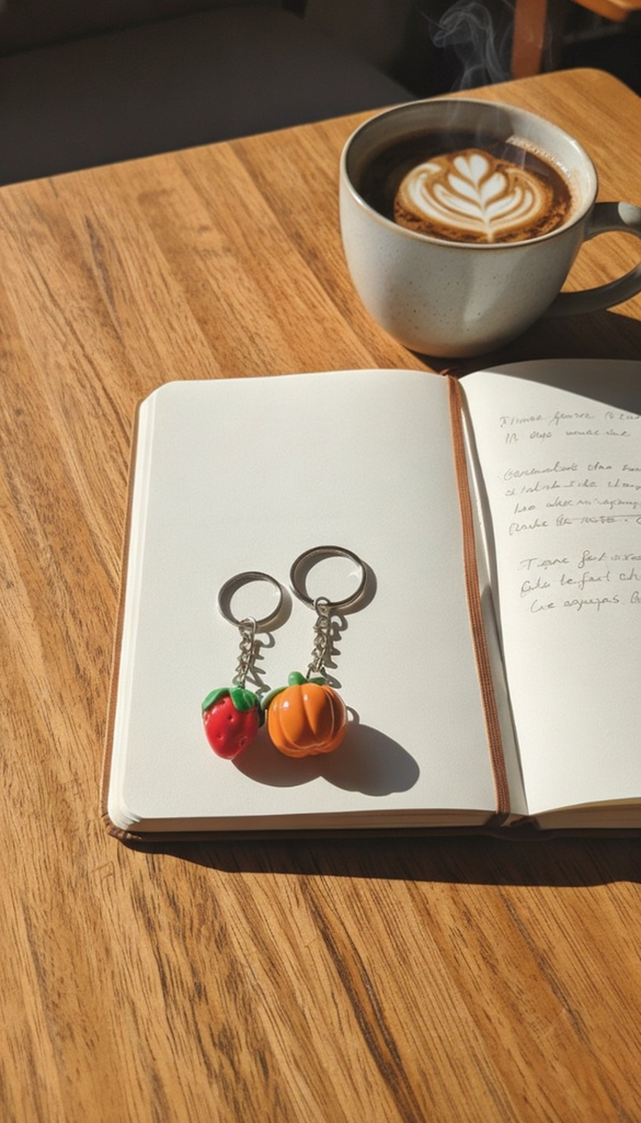 Handmade Strawberry & Pumpkin Clay Charm Combo – Cute Mini Gift Set