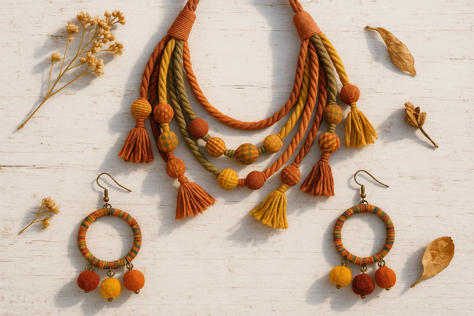 Cloth handmade jewellery earring necklace