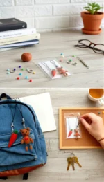 Handmade Clay Charm Set – Teddy & Carrot Pair | Cute Bag & Keychain Accessories - Image 4