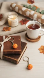 Handmade Pumpkin Charm Keychain – Cute Mini Gift - Image 4