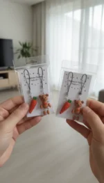 Handmade Clay Charm Set – Teddy & Carrot Pair | Cute Bag & Keychain Accessories - Image 2