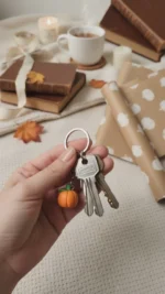 Handmade Pumpkin Charm Keychain – Cute Mini Gift - Image 3